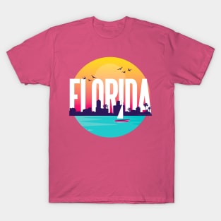 Beautiful FLORIDA with Skyline and Sailboat T-Shirt